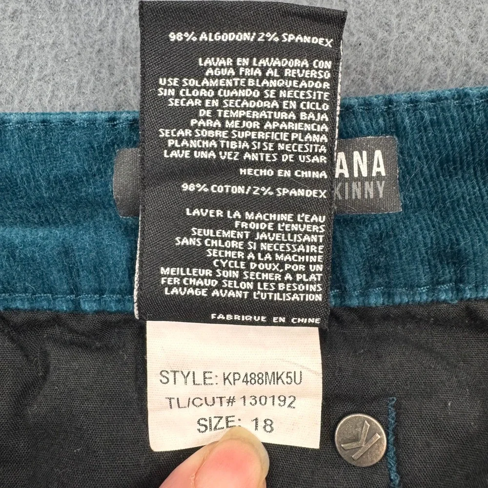KUT from the Kloth Diana Skinny Womens 18 Teal‎ Blue Corduroy Pants KP488MK5U